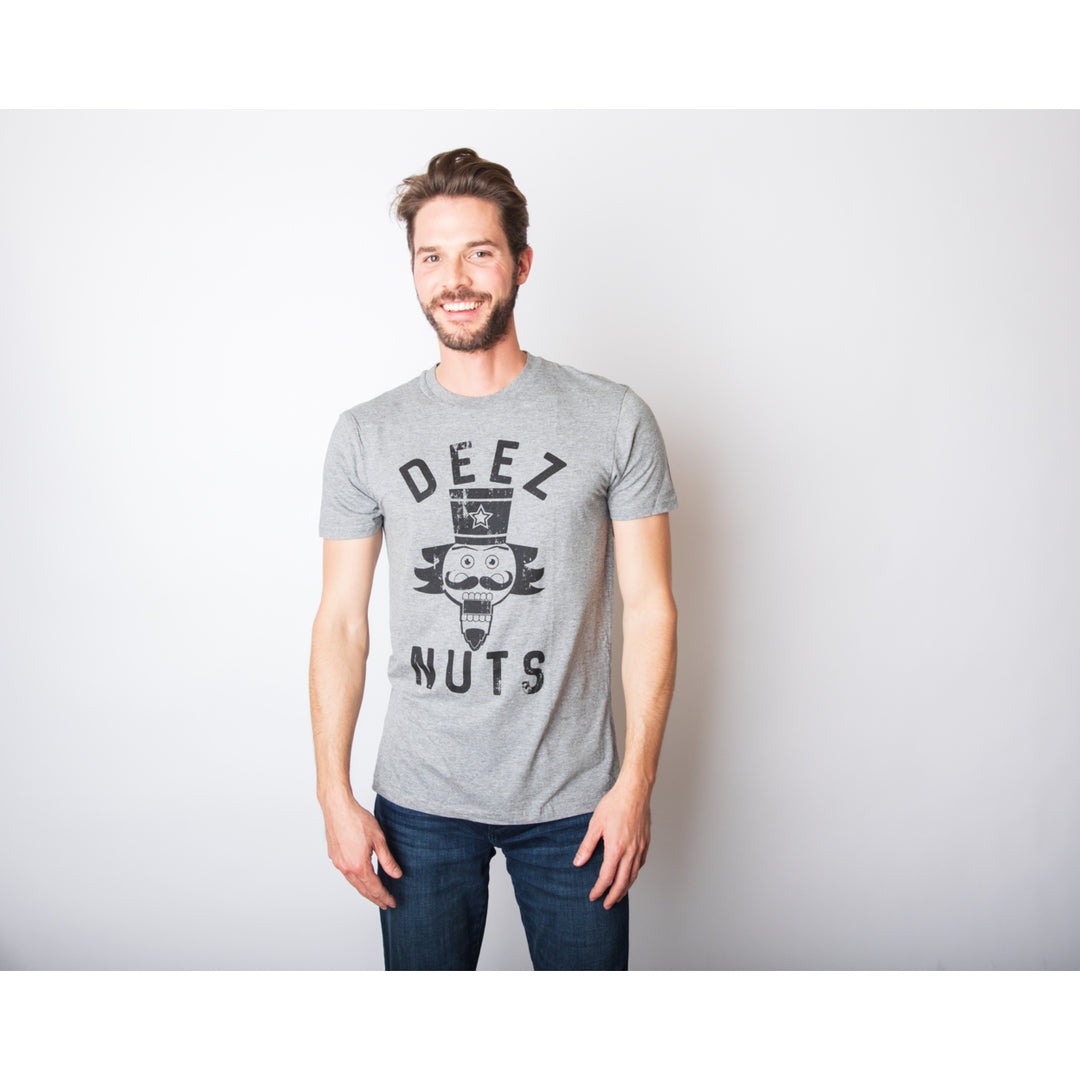 Mens Deez Nuts T shirt Funny Christmas Nutcracker Sarcastic Graphic Tee For Guys (Dark Heather Grey) - 4XL Image 4