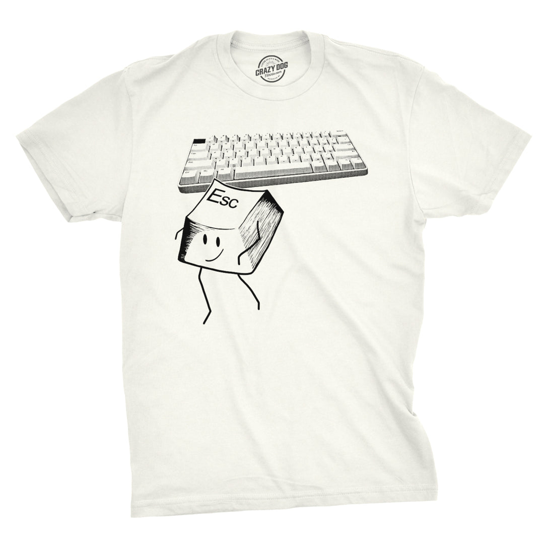 Mens Escape Key Tshirt Funny Nerdy Computer Keyboard Tee For Guys Image 1