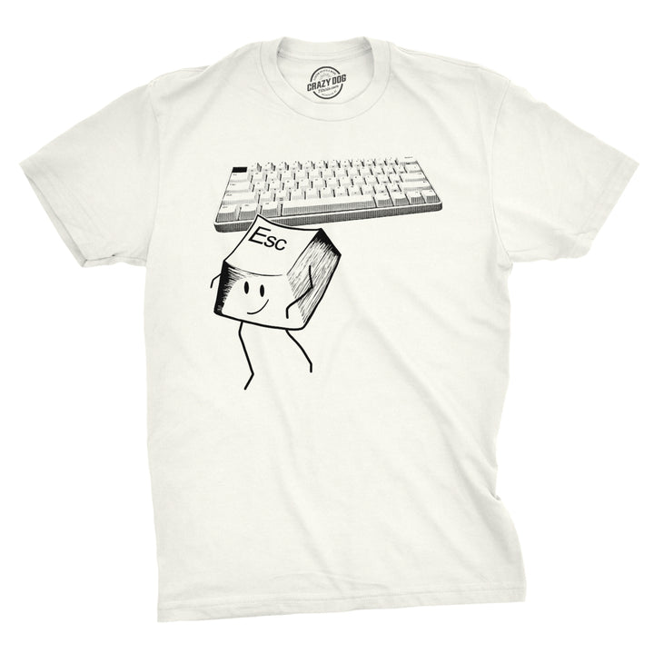 Mens Escape Key Tshirt Funny Nerdy Computer Keyboard Tee For Guys Image 1