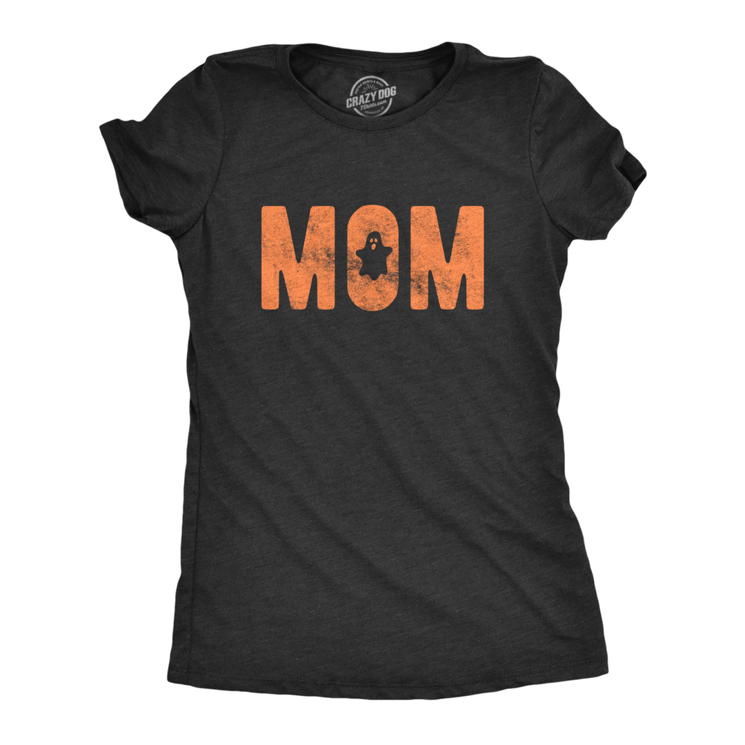 Womens Mom Halloween Tshirt Funny Spooky Ghost Graphic Novelty Tee Image 1