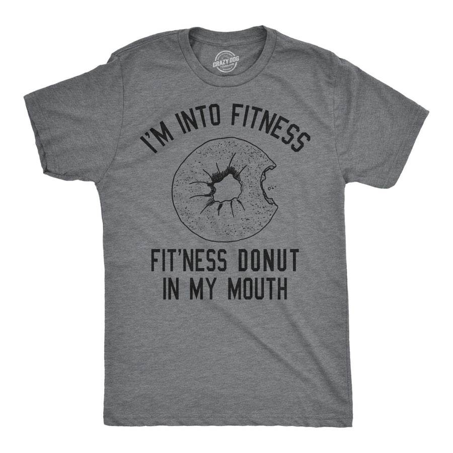 Mens Fitness Donut In My Mouth T shirt Funny Foodie Gift Sarcastic Tee For Guys Image 1