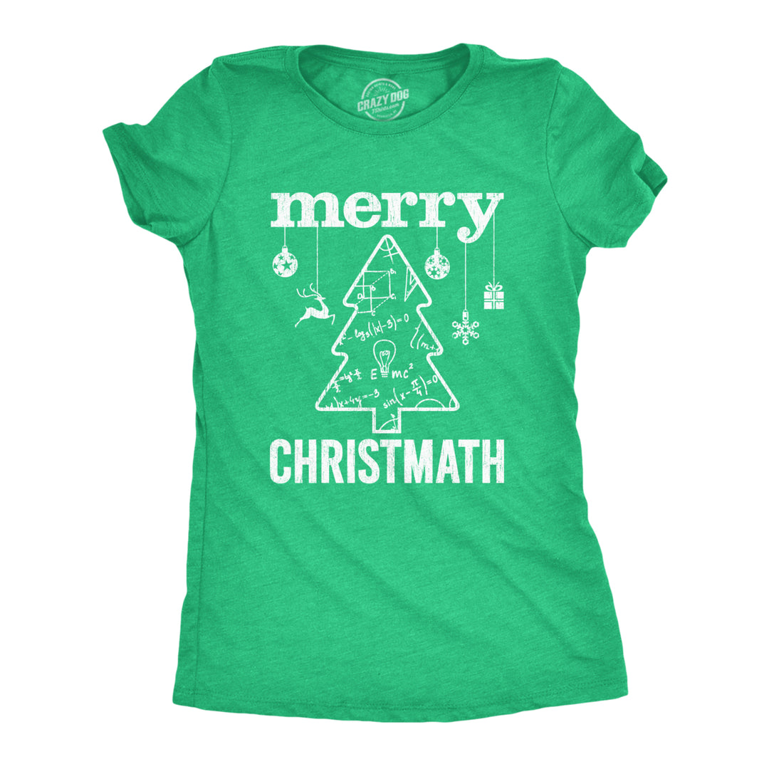 Womens Merry Christmath Tshirt Funny Christmas Tree Holiday Math Graphic Tee Image 1