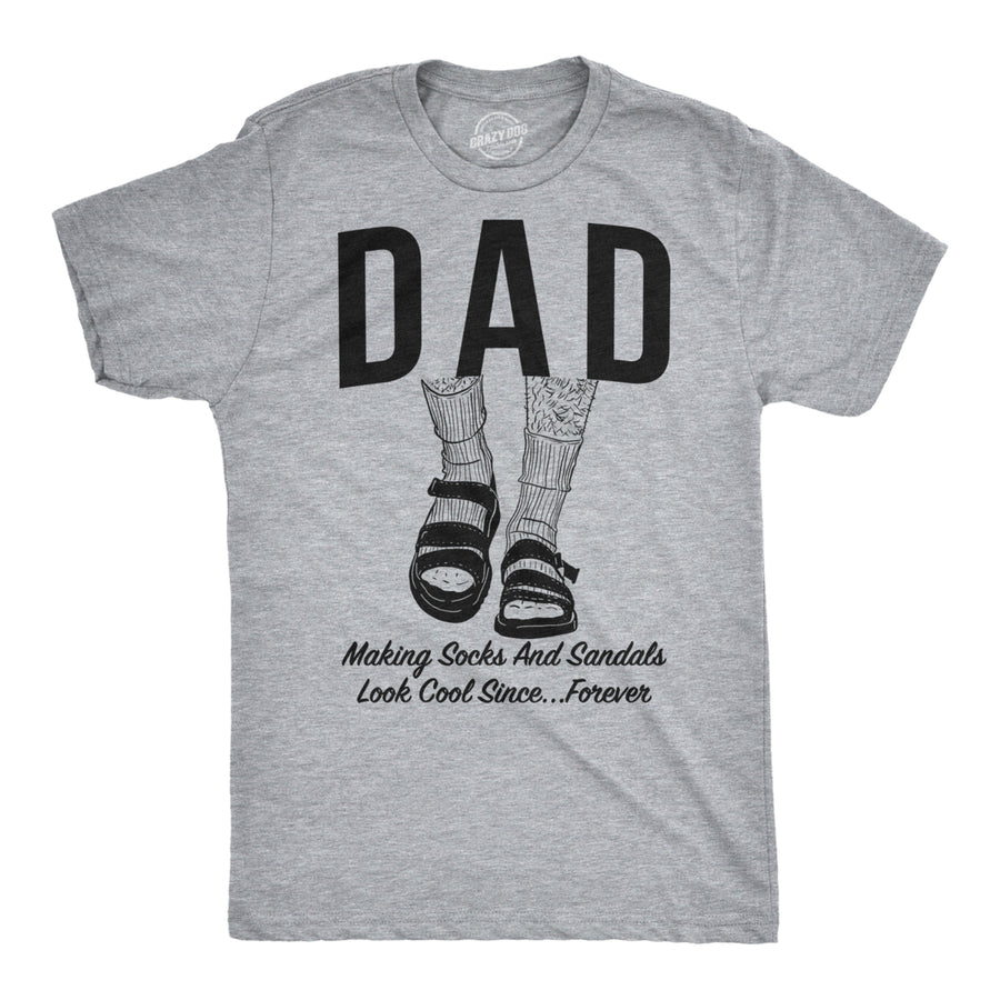 Mens Dad Socks and Sandals Funny Fathers Day T Shirt Hilarious Gift Tee Image 1