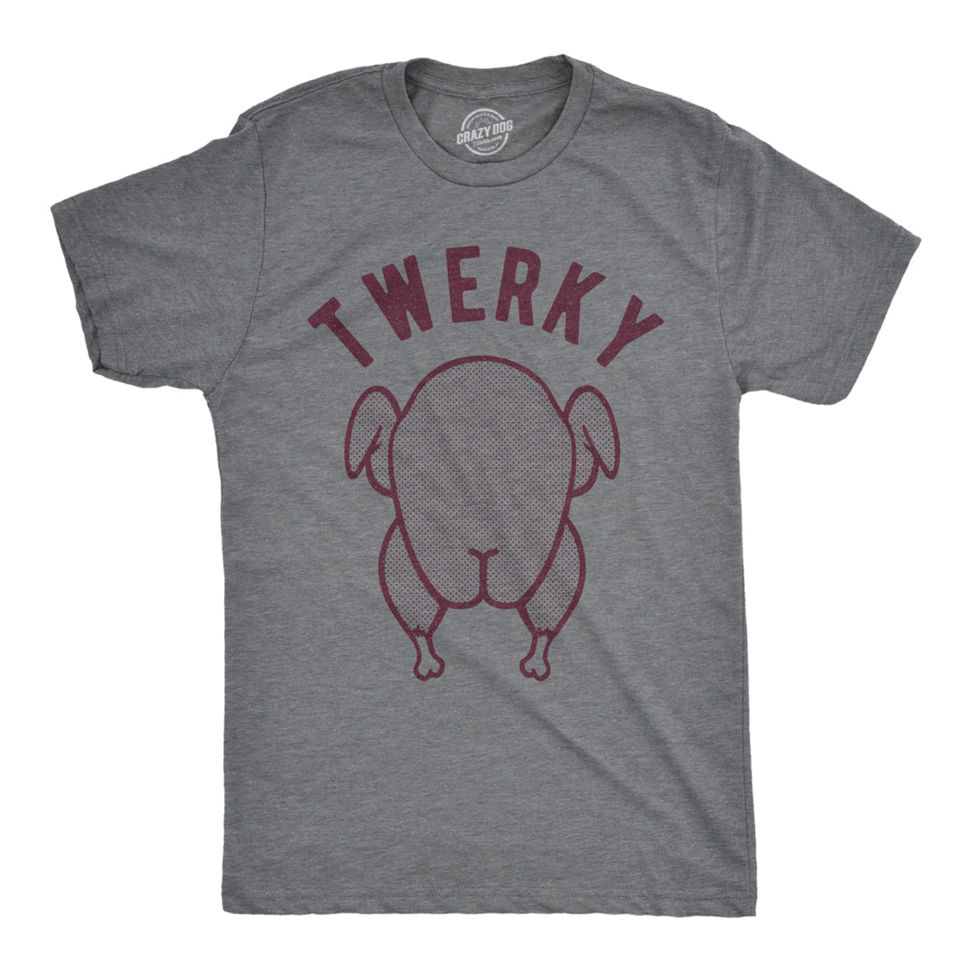 Mens Twerky Tshirt Funny Thanksgiving Twerking Dance Turkey Day Dinner Graphic Novelty Tee Image 1