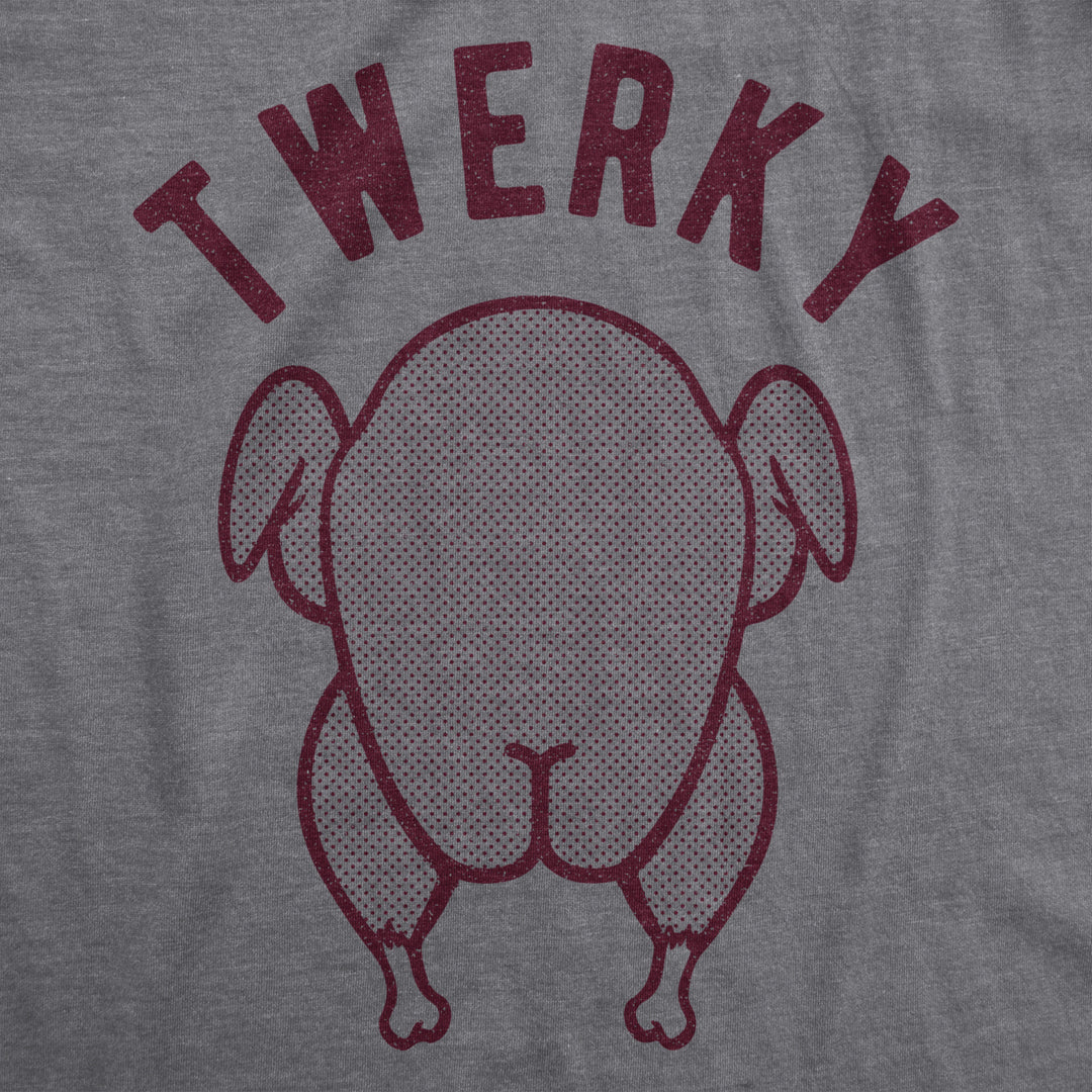 Mens Twerky Tshirt Funny Thanksgiving Twerking Dance Turkey Day Dinner Graphic Novelty Tee Image 2