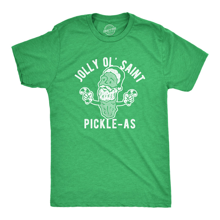 Mens Jolly Ol Saint Pickle-As Tshirt Funny Christmas Santa Pickle Graphic Tee Image 1