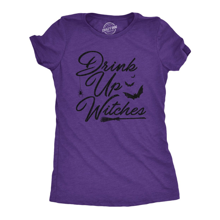 Womens Drink Up Witches Tshirt Funny Halloween Party Beer Wine Lover Graphic Tee Image 1