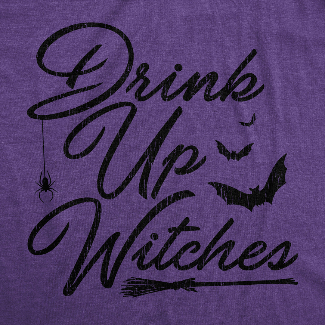 Womens Drink Up Witches Tshirt Funny Halloween Party Beer Wine Lover Graphic Tee Image 2