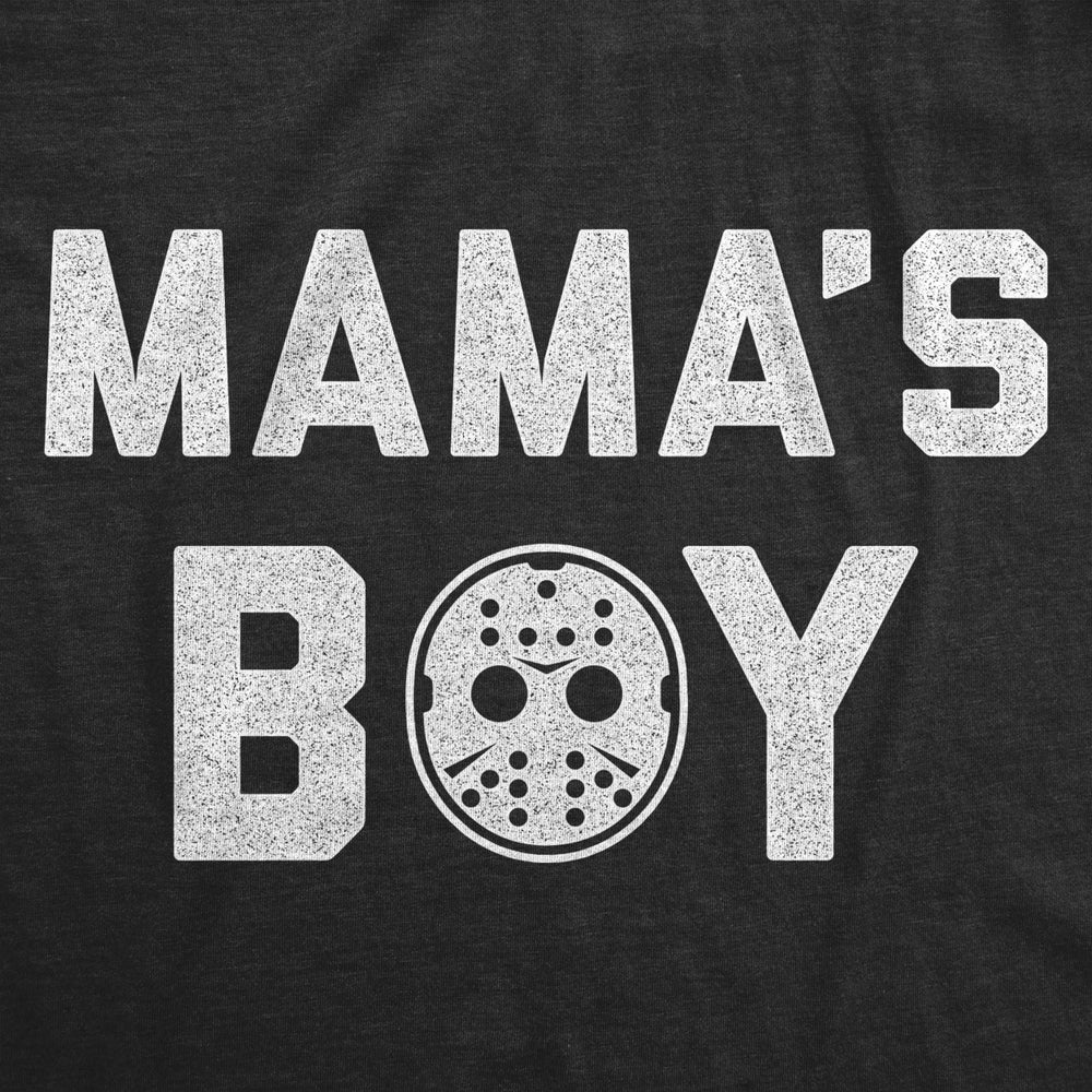 Youth Mamas Boy Tshirt Funny Halloween Horror Movie Hockey Mask Graphic Tee Image 2