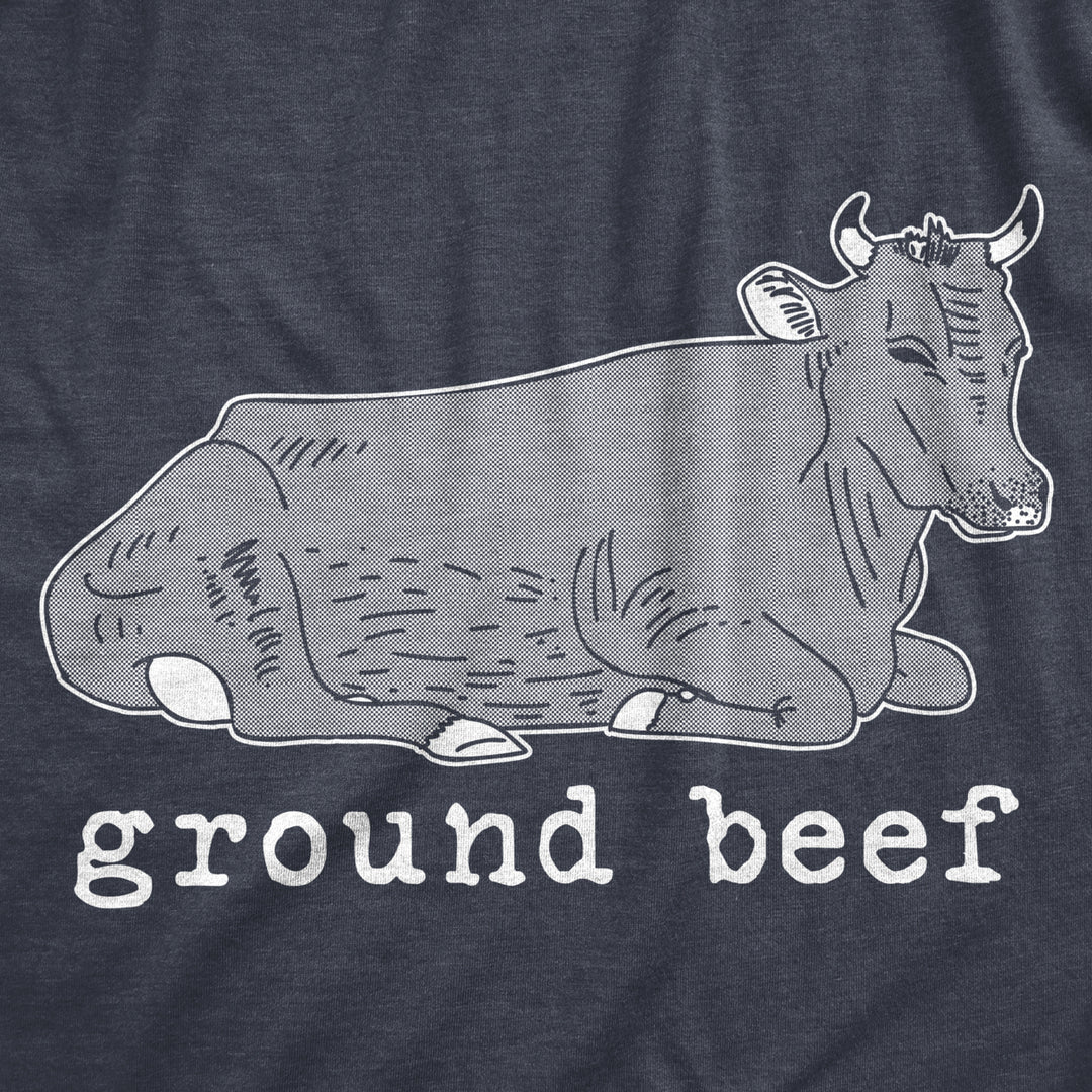 Mens Ground Beef Tshirt Funny Dad Joke Sitting Cow Novelty Tee Image 2