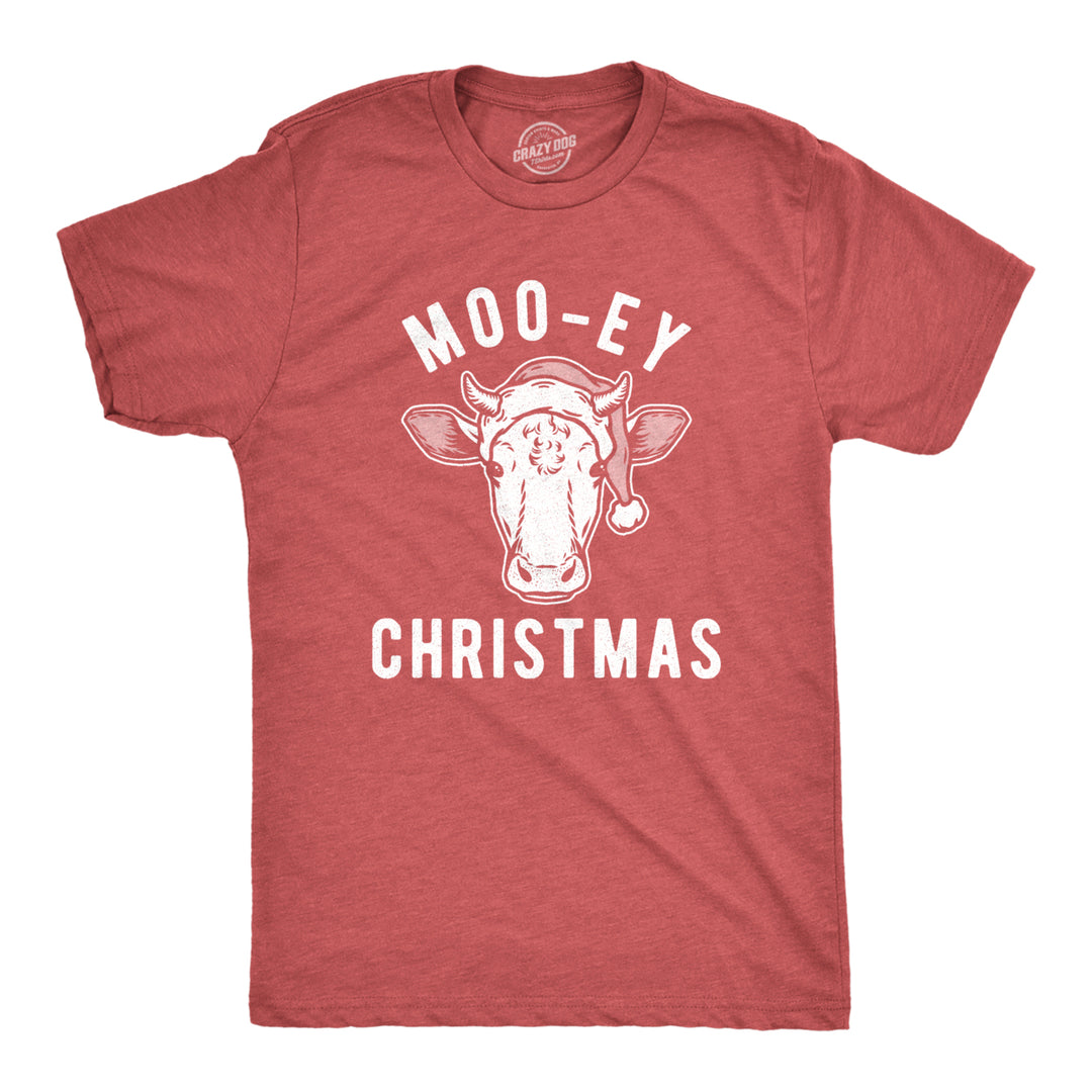 Mens Moo-ey Christmas Tshirt Funny Holiday Festive Cow Merry Xmas Graphic Tee Image 1