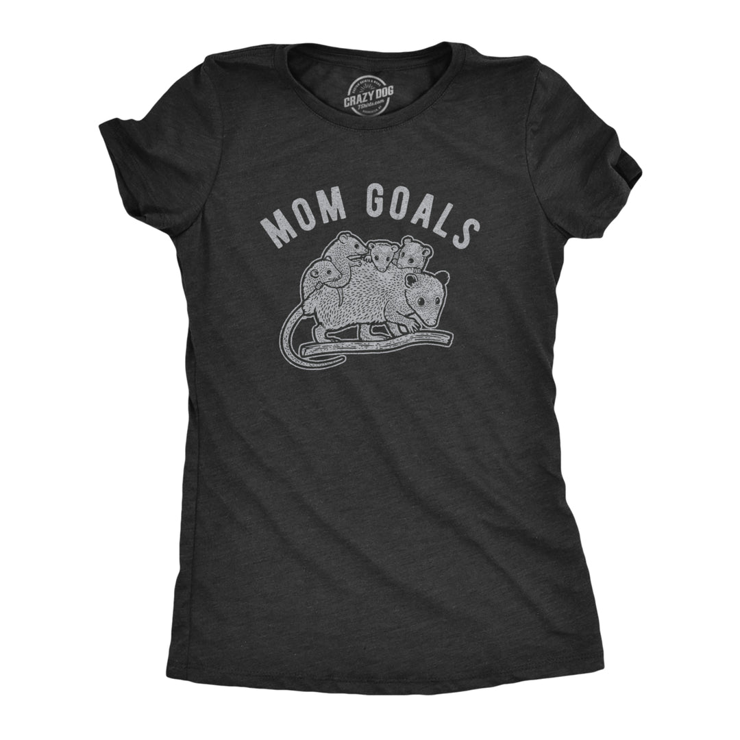 Womens Mom Goals Tshirt Funny Opossum Family Cute Animal Graphic Tee Image 1