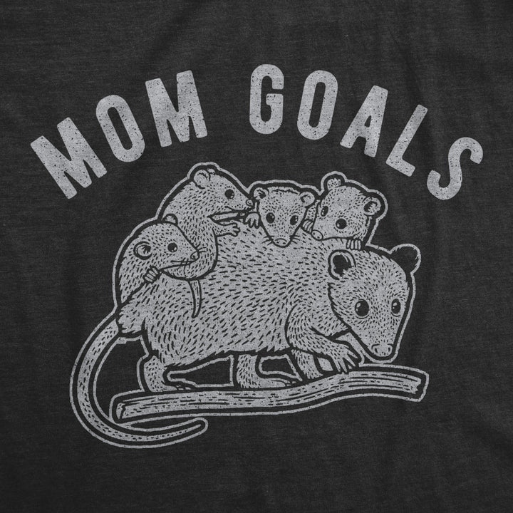 Womens Mom Goals Tshirt Funny Opossum Family Cute Animal Graphic Tee Image 2