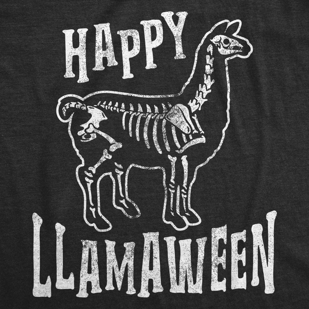 Womens Happy Llamaween Tshirt Funny Llama X-Ray Skeleton Halloween Tshirt Image 2