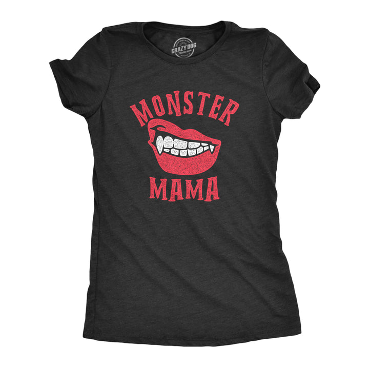 Womens Monster Momma Tshirt Funny Halloween Fangs Graphic Novelty Tee Image 1