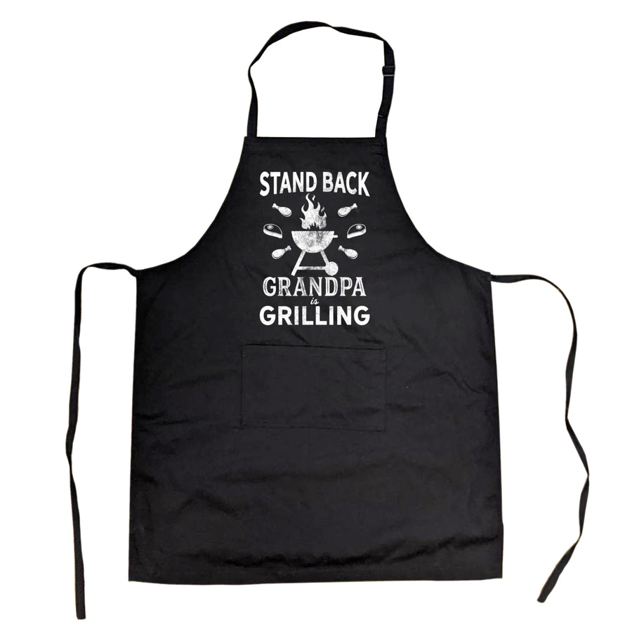 Stand Back Grandpa Is Grilling Cookout Apron Funny Grill BBQ Fathers Day Smock Image 1