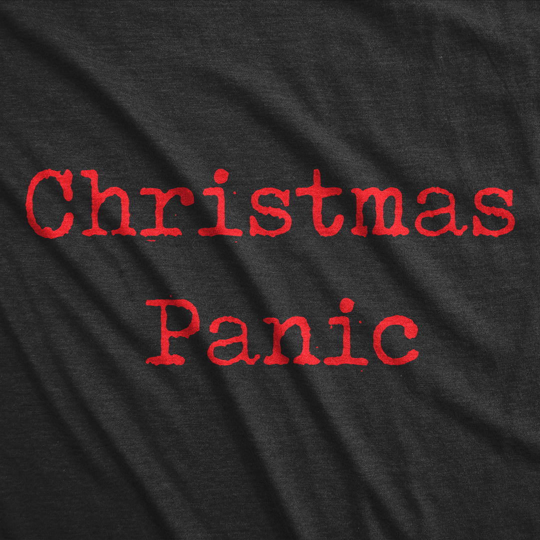 Mens Christmas Panic Tshirt Funny Holiday Party Anxiety Graphic Tee Image 2