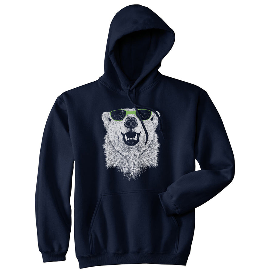 Polar Bear In Sunglasses Graphic Funny Cool Unisex Pull Over Hoodie Image 1