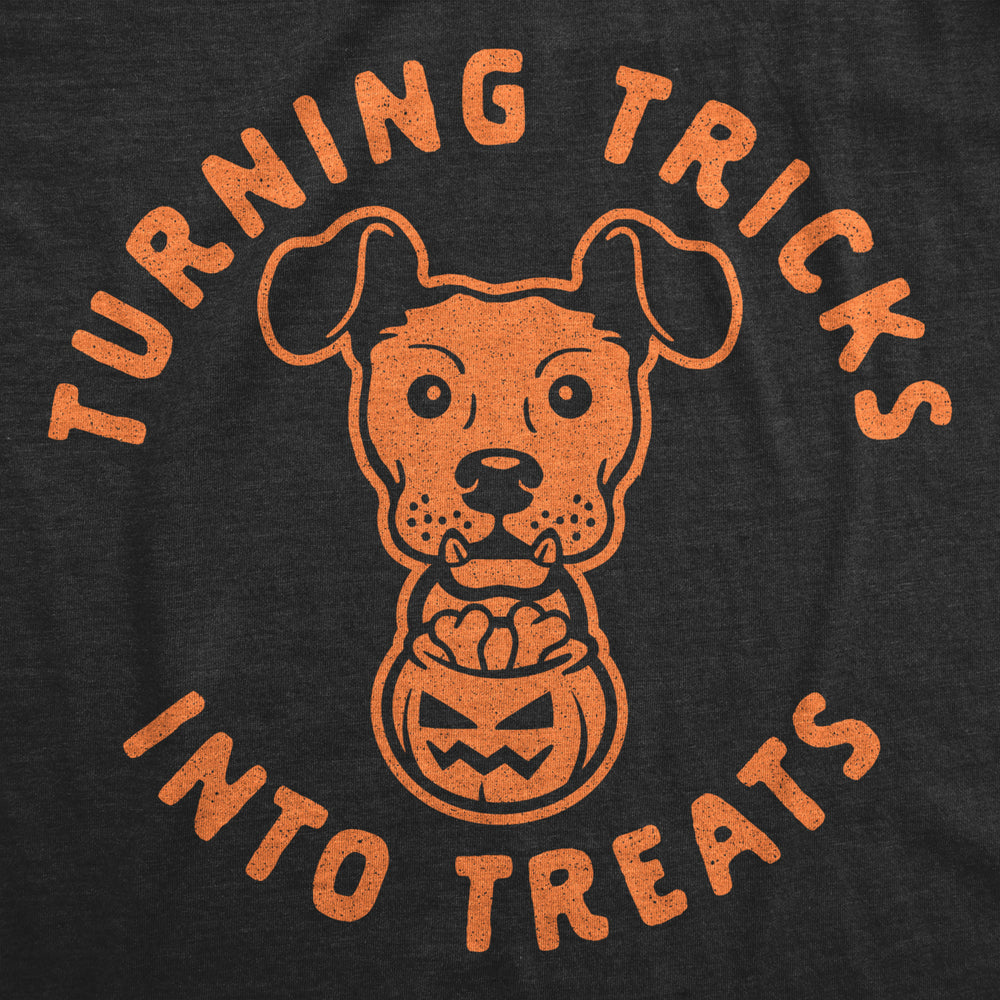 Womens Turning Tricks Into Treats Tshirt Funny Halloween Dog Lover Novelty Tee Image 2