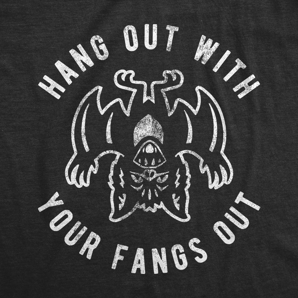 Mens Hang Out With Your Fangs Out Tshirt Funny Vampire Bat Halloween Novelty Tee Image 2