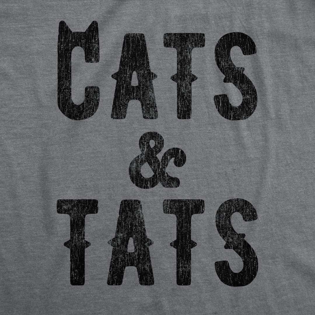 Womens Cats And Tats T shirt Funny Tatoo Graphic Cat Dad Saying Hilarious Image 2