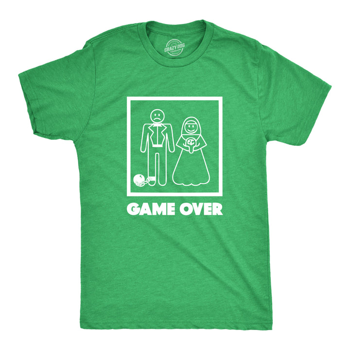 Mens Game Over T shirt Funny Wedding T shirts Humor Bachelor Party Novelty Tees Image 1