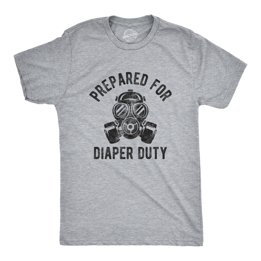 Mens Prepared For Diaper Duty Tshirt Funny Fathers Day Parenting Dad Baby Novelty Tee Image 1