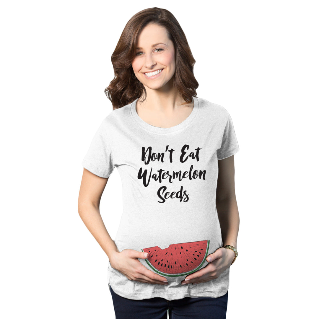 Maternity Don't Eat Watermelon Seeds T shirt Funny Pregnancy Reveal Pregnant Tee Image 1