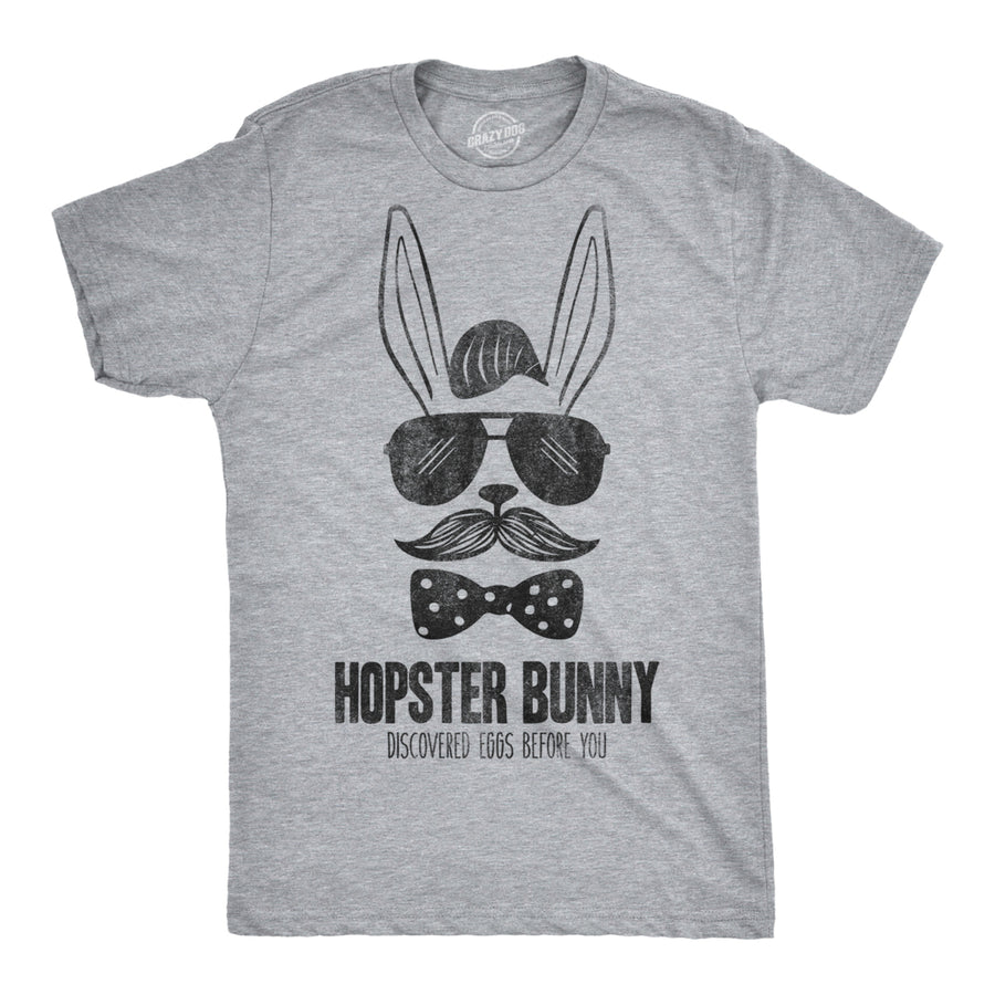 Mens Hipster Bunny Egg Hunt Funny Easter Millenial Rabbit Novelty Adult T Shirt Image 1