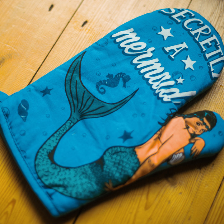 Secretly A Mermaid Oven Mitt Funny Sea Ocean Princess Novelty Kitchen Glove Image 4