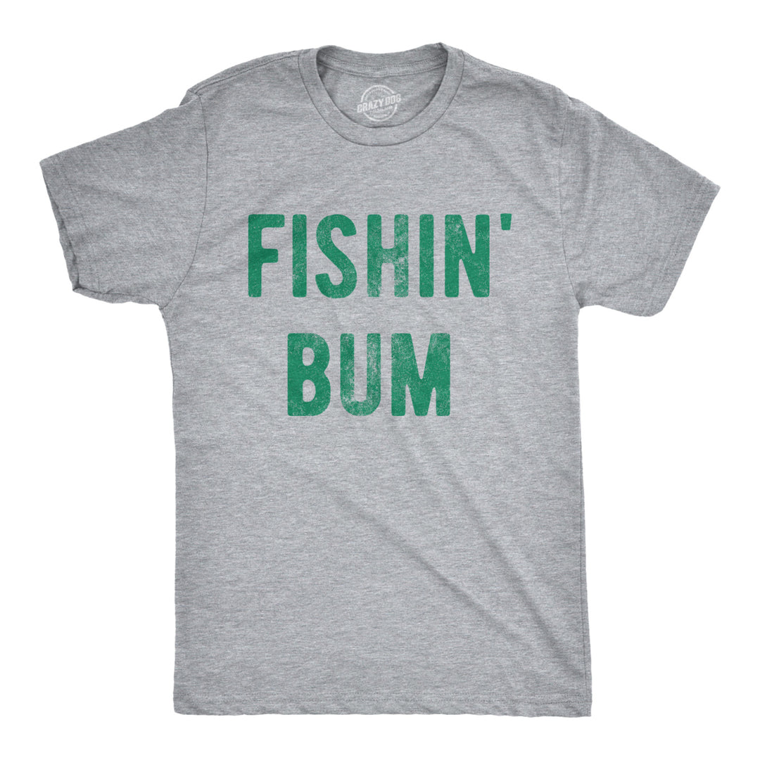 Mens Fishin Bum T Shirt Funny Graphic Fishing Tee Fisherman Image 1