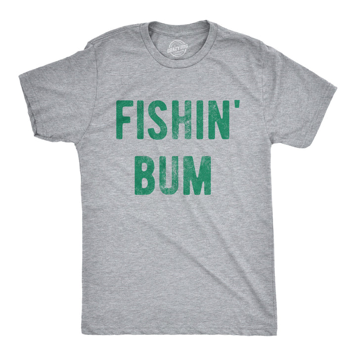 Mens Fishin Bum T Shirt Funny Graphic Fishing Tee Fisherman Image 1