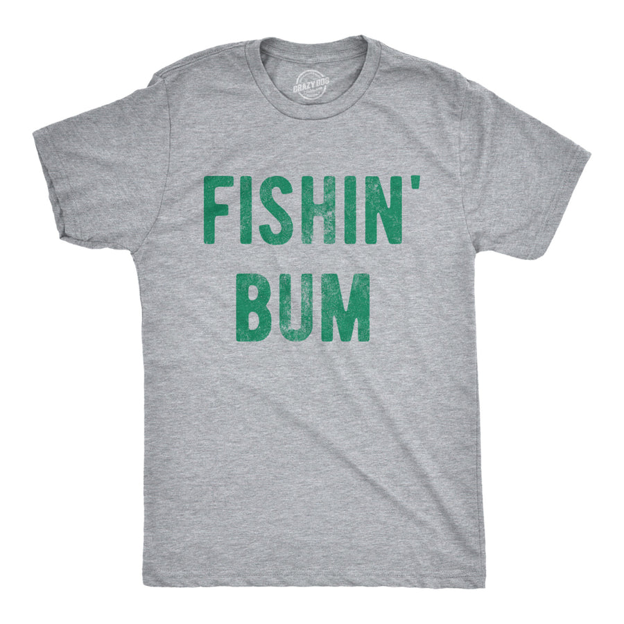 Mens Fishin Bum T Shirt Funny Graphic Fishing Tee Fisherman Image 1