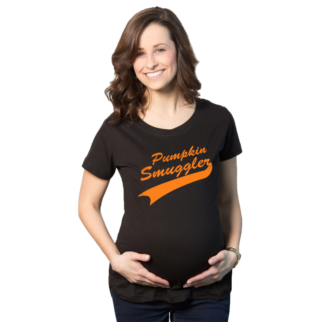Maternity Pumpkin Smuggler Funny Fall T Shirt Cute Halloween Pregnancy Tee Image 1