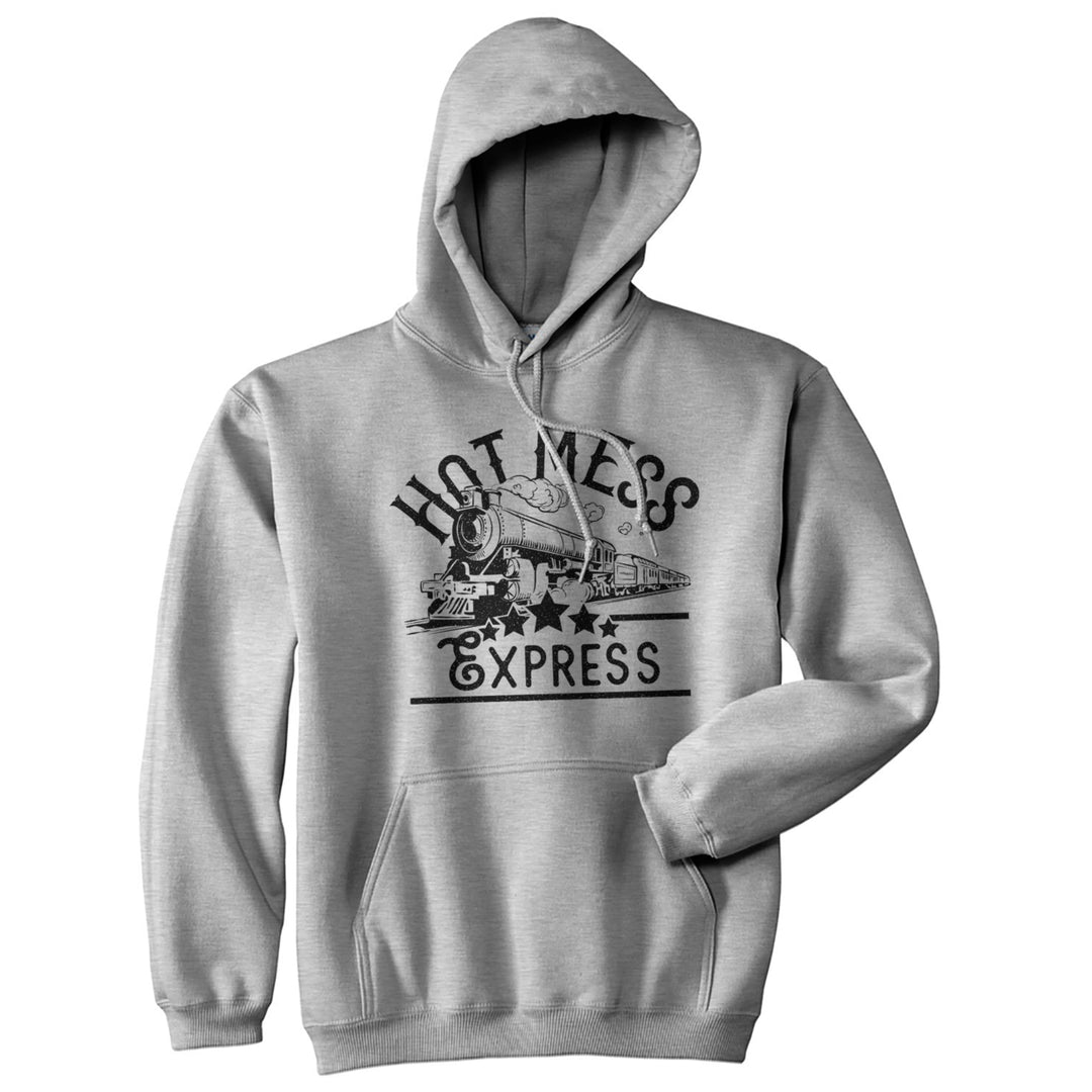 Hot Mess Express Hoodie Funny Party Hangover Train Hooded Sweatshirt (Heather Grey) - Image 1