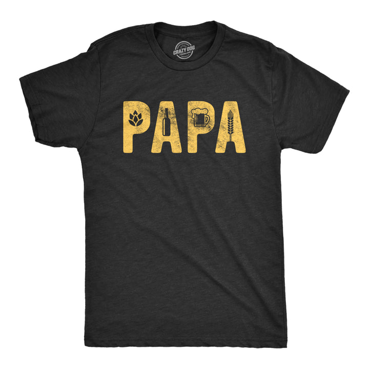Mens Papa Beer Tshirt Funny Fathers Day Dad Beer Lover Graphic Tee Image 1