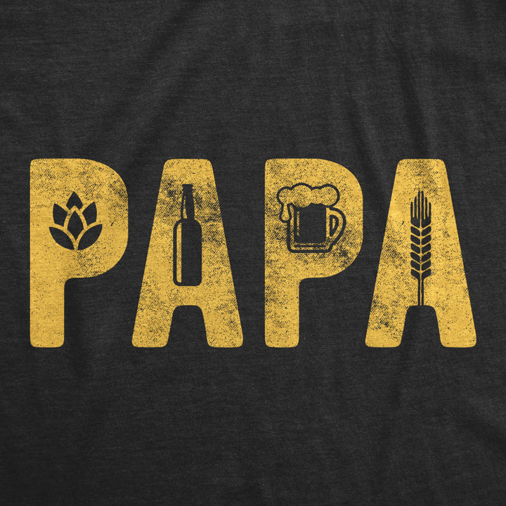 Mens Papa Beer Tshirt Funny Fathers Day Dad Beer Lover Graphic Tee Image 2