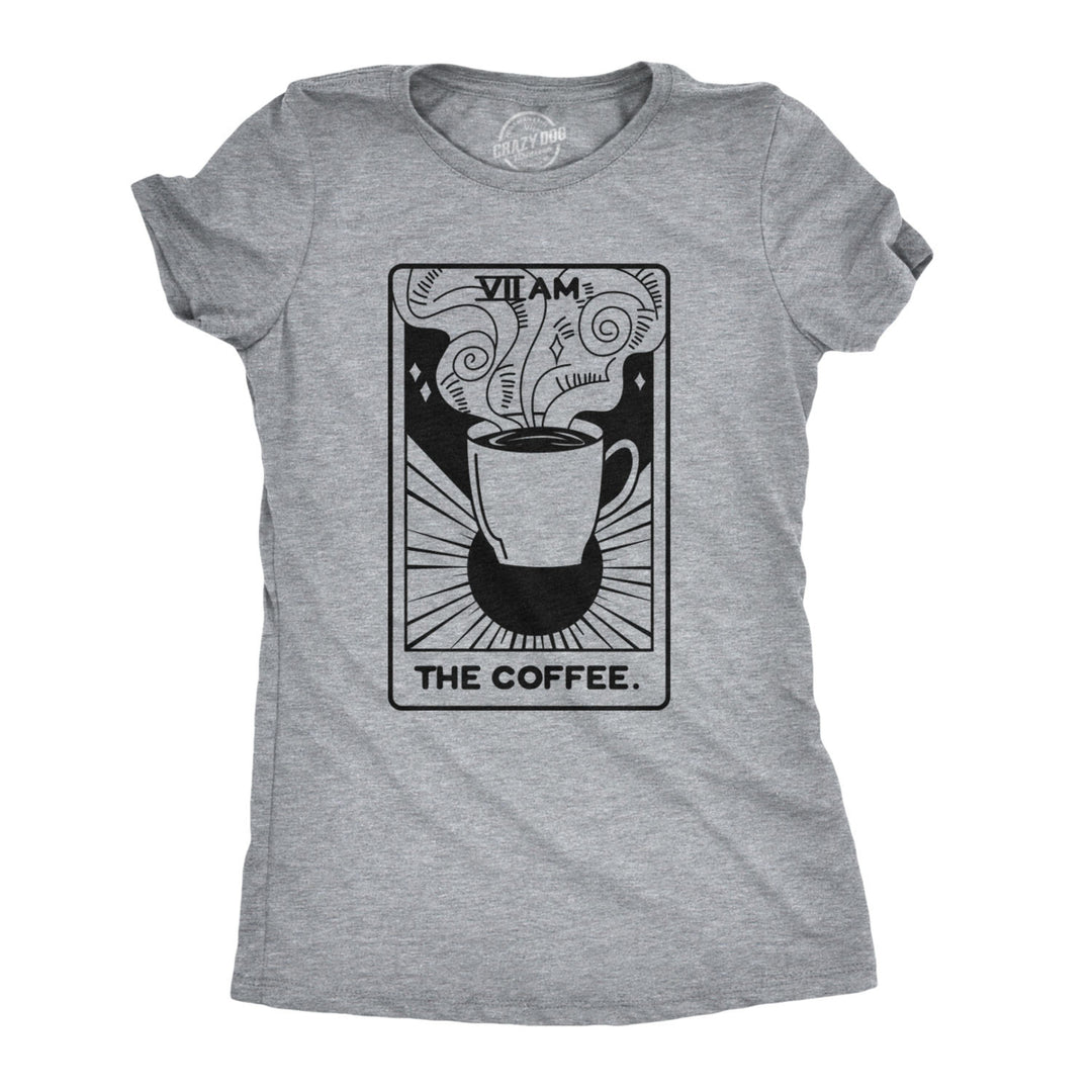 Womens Coffee Tarot Card Tshirt Funny Morning Cup Fortune Teller Tee Image 1