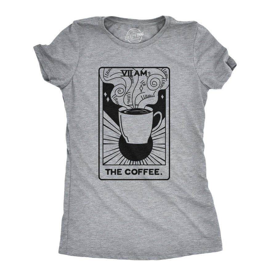 Womens Coffee Tarot Card Tshirt Funny Morning Cup Fortune Teller Tee Image 1