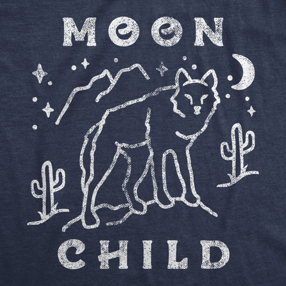 Womens Moon Child Tshirt Funny Desert Wolf Coyote Novelty Graphic Tee Image 2