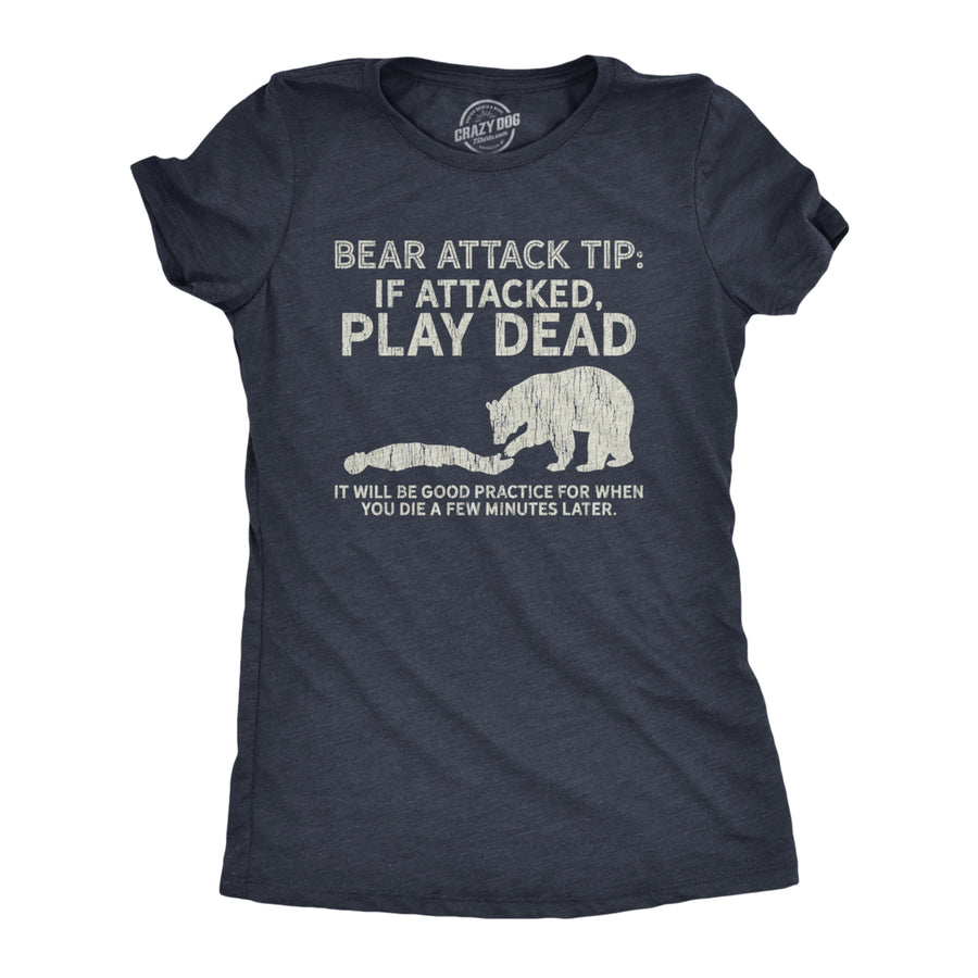 Womens Bear Attack Tip Tshirt Funny Camping Hiking Outdoor Adventure Sarcastic Tee Image 1