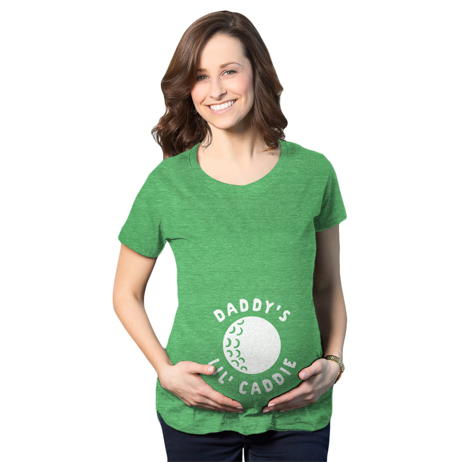 Maternity Daddys Lil Caddie Tshirt Funny Golf Lover Baby Announcement Graphic Tee Image 1