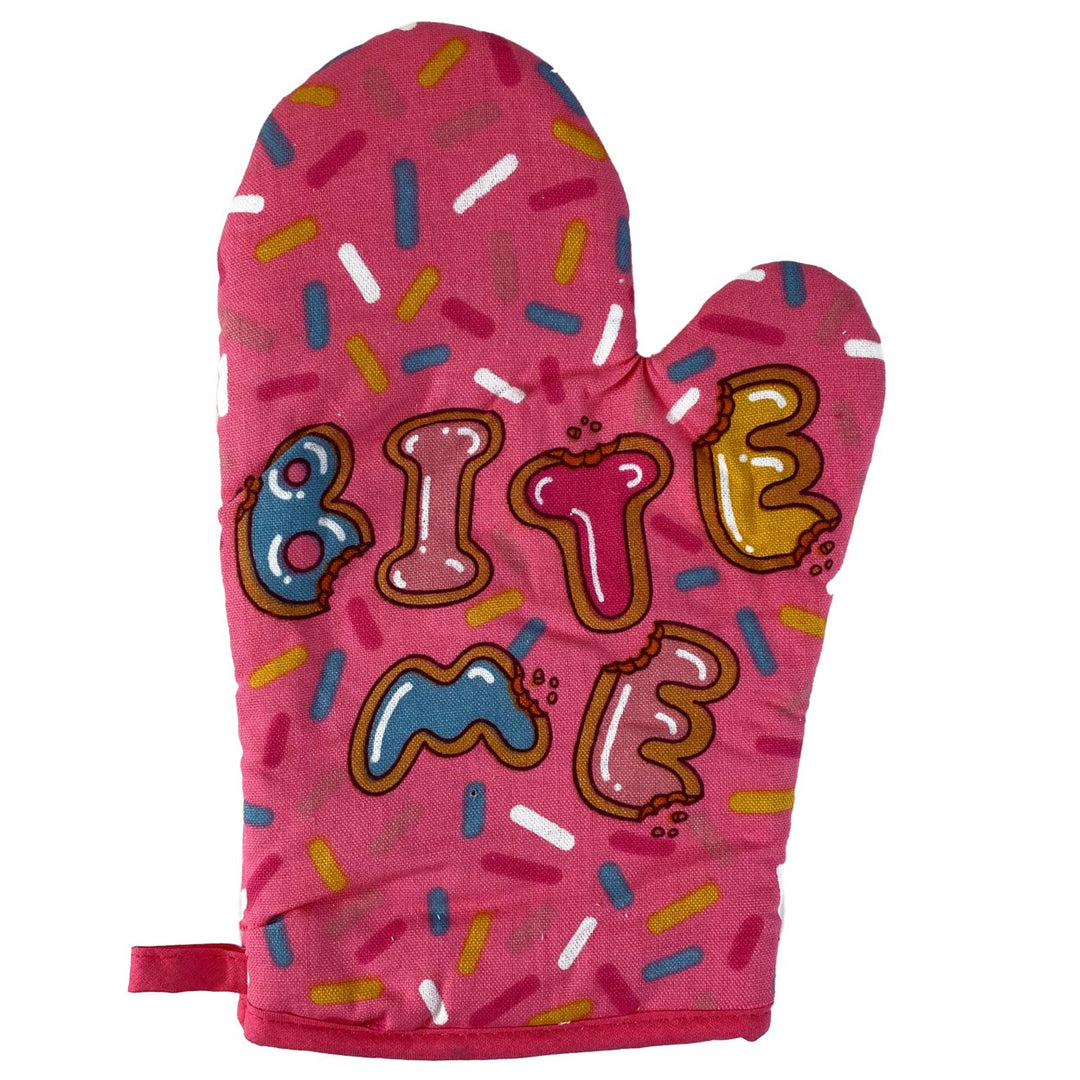 Bite Me Oven Mitt Funny Baking Cake Sprinkles Cookies Dessert Graphic Kitchen Glove Image 2