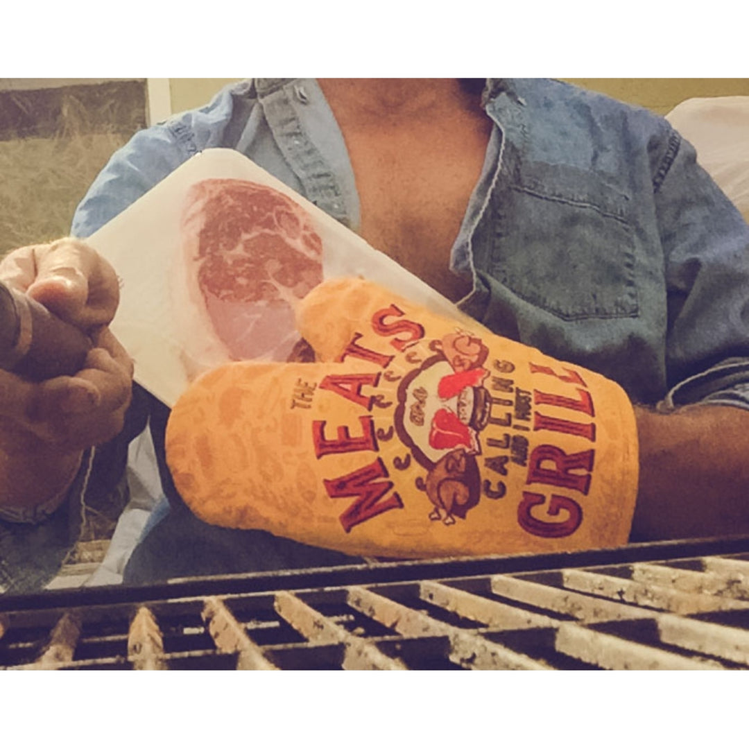 The Meats Are Calling And I Must Grill Oven Mitt Funny Backyard Bar-B-Que BBQ Kitchen Glove Image 4