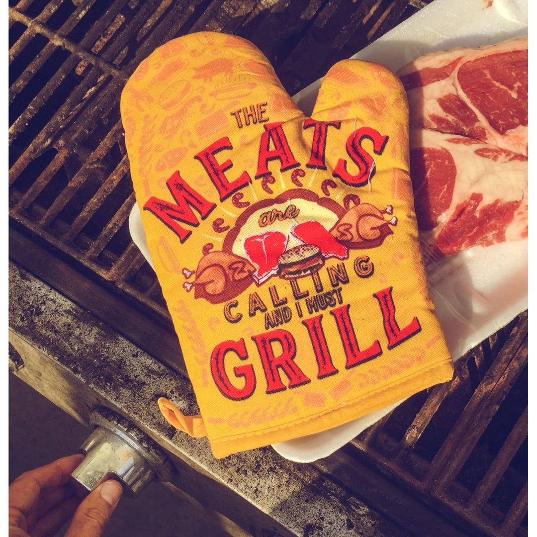 The Meats Are Calling And I Must Grill Oven Mitt Funny Backyard Bar-B-Que BBQ Kitchen Glove Image 4