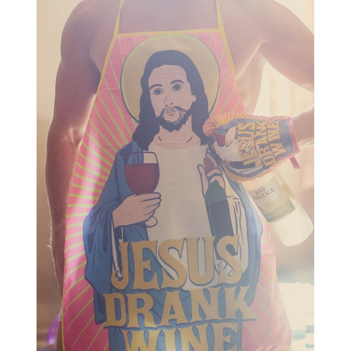 Jesus Drank Wine Oven Mitt Funny Religion Drinking Vino Wine Lover Novelty Kitchen Glove Image 4