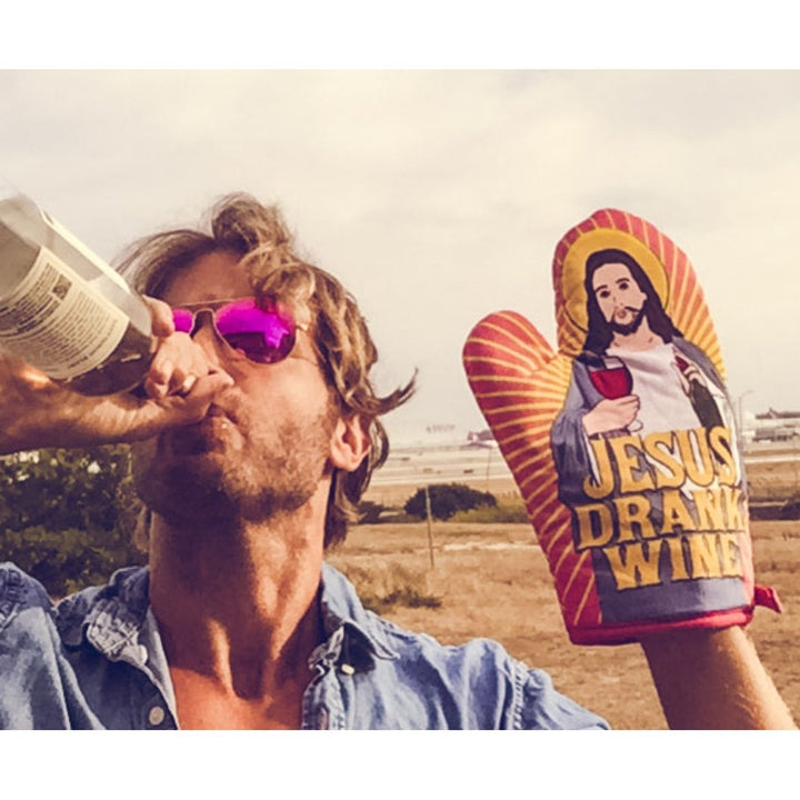 Jesus Drank Wine Oven Mitt Funny Religion Drinking Vino Wine Lover Novelty Kitchen Glove Image 6