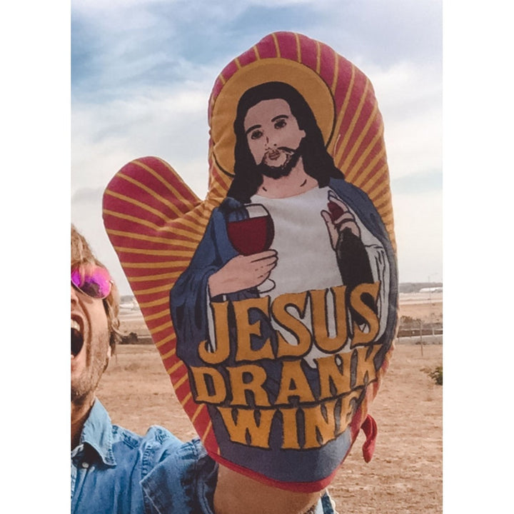 Jesus Drank Wine Oven Mitt Funny Religion Drinking Vino Wine Lover Novelty Kitchen Glove Image 7