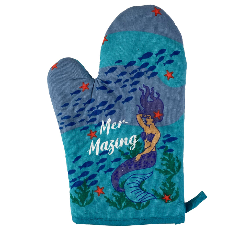 Mer-Mazing Oven Mitt Funny Mermaid Ocean Sea Mystical Kitchen Glove Image 1