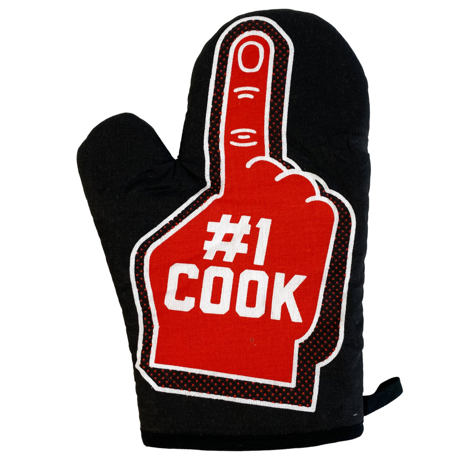 Number One Cook Oven Mitt Funny Sports Fan Foam Finger Sarcastic Kitchen Glove Image 1